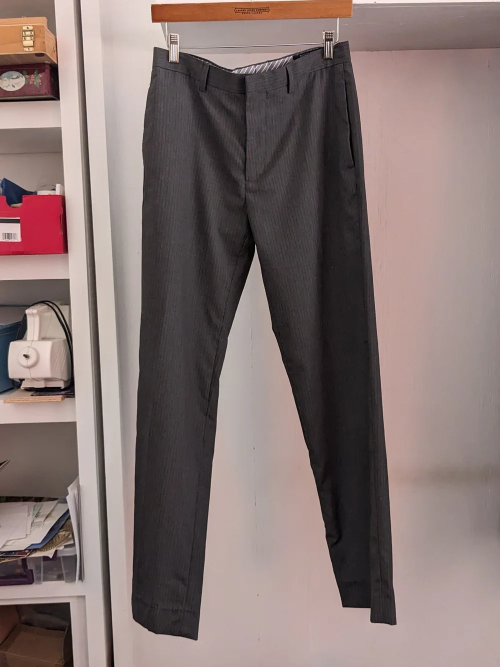 Banana Republic Men's Grey Pinstripe Trousers Professional Interview Office